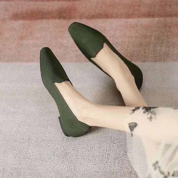 

women flat shoes breathable non-slip rubber soles fashion soft and lightweight square shoes spring and autumn 2023 spring and au, Black