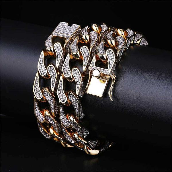 

hip hop 16mm men gold plated chunky heavy iced out cuban chain necklace, Silver