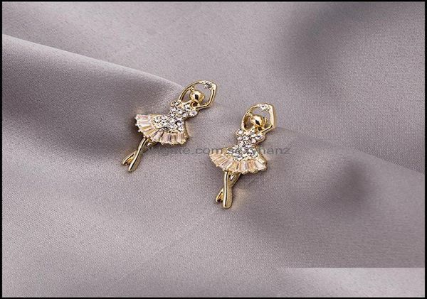

stud earrings jewelry s1543 fashion jeweley s925 sier post ballet dancing girl rhinstone dance skfgl7441598, Golden;silver