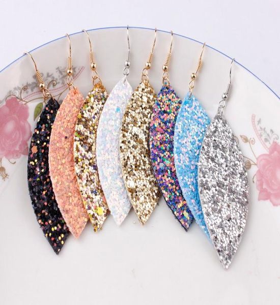 

bohemia jewelry glitter pu leather leaf earrings for women 2019 spring summer fashion boho jewelry leaf leather dangle earrings9115487, Silver