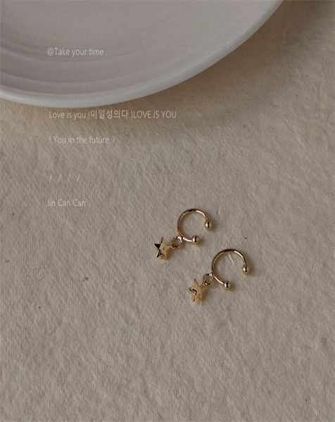 

clip on screw back 14k gold plated simple design stars earrings fashion jewelry for unisex8006857, Silver