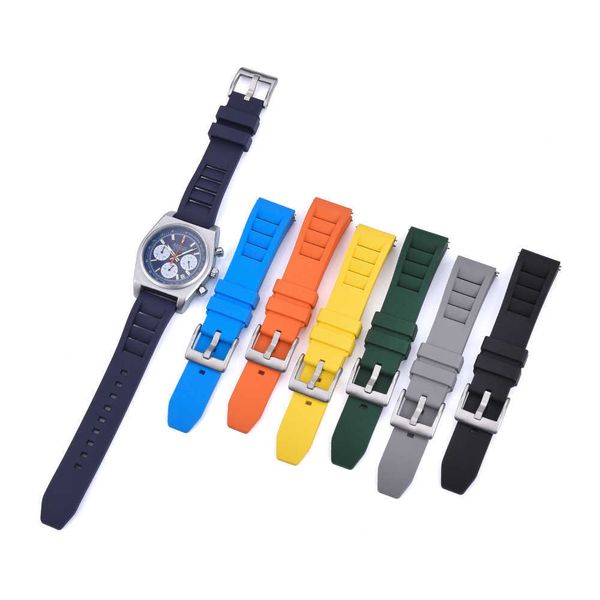 

premium grade fluoro rubber watch strap 20mm 22mm bracelet for new watchbands quick release wrist belt accessories, Slivery;brown