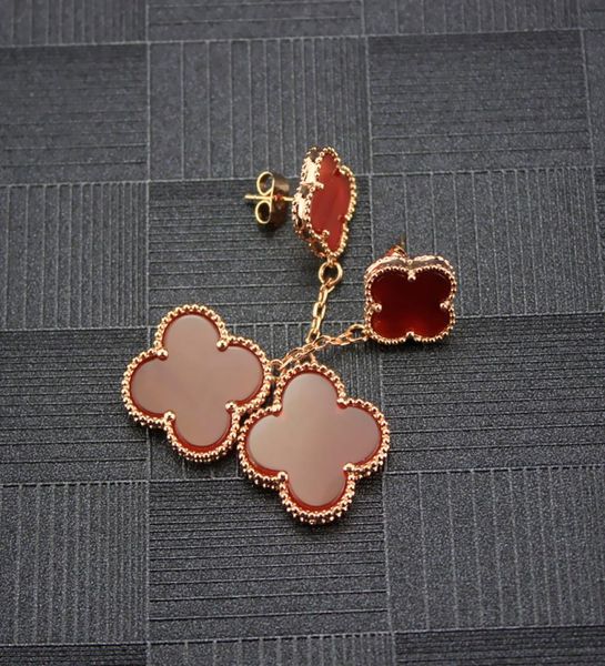

tassel earring women fourleaf studs woman party rose golden drop earrings6873446
