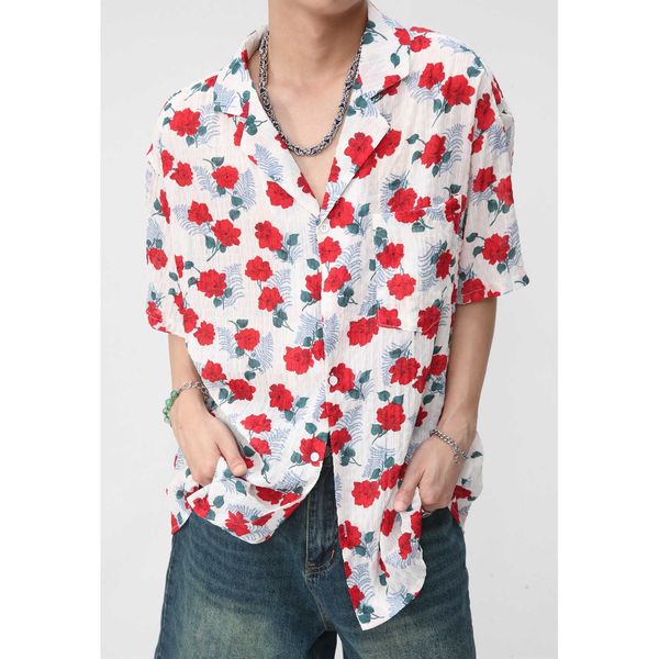 

mtlclothes men's wear summer new casual loose fragmented short sleeve shirt, White