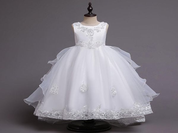 

bohemian princess style child formal party evening dress for communion white ivory appliques beads flower girls dresses for wedd2117086, White;blue