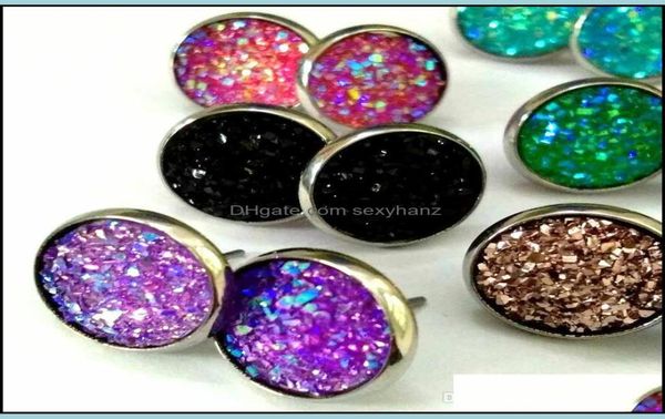 

stud earrings jewelry cute colorf druzy eardrop earring mti colors drop delivery 2021 xhucb3543730, Golden;silver