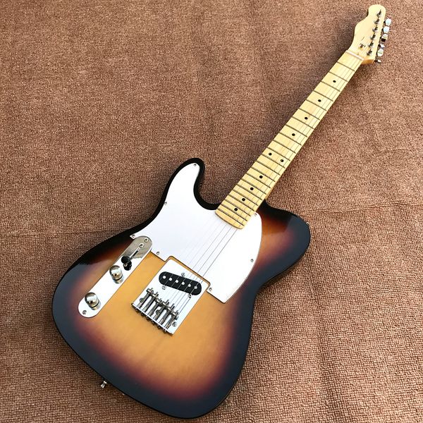 

custom shop, sunset guitar, tele left hand electric guitar, silver hardware, maple fingerboard, ing