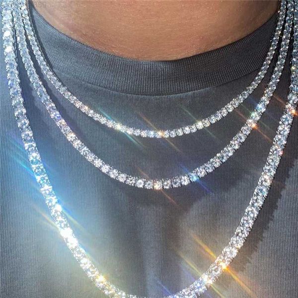 

new arrivals iced out moissanite diamond jewelry 10k real white gold men women cluster tennis chain, Silver