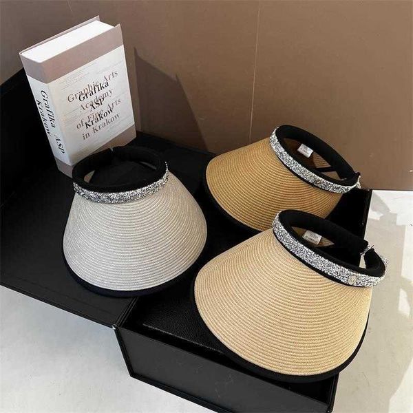 

designer golf cap brand water diamond hollow hat summer new style wrapped fashionable taiwan pp cotton dense weaving sun sunscreen female su, Blue;gray