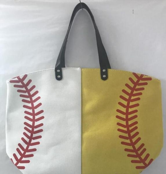 

2021 canvas outdoor beach sports half baseball half softball baseball tote football shouder bags girl volleyball totes storage bag2253548
