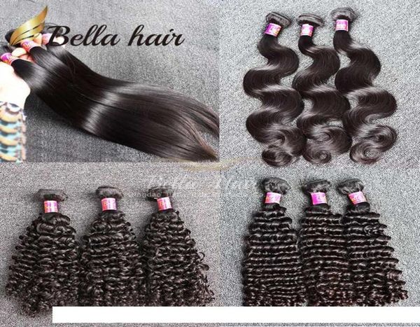 

bella hair 9a 100 remy virgin brazilian hair bundles unprocessed virgin dyeable bleachable human hair extensions 3pcs lot brazil7829311, Black