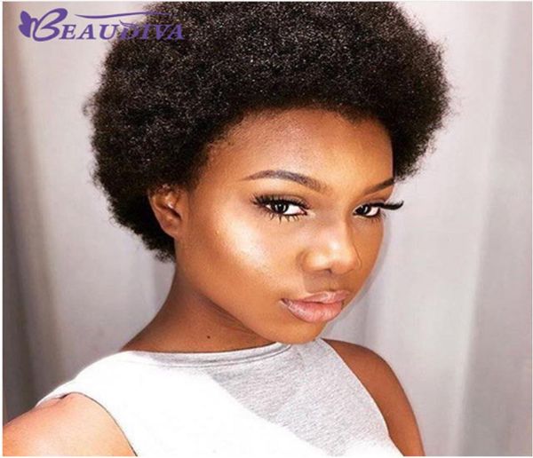 

beaudiva short cut wigs peruvian remy human hair wigs machine made wig for black women in stock fast 9365280, Black;brown