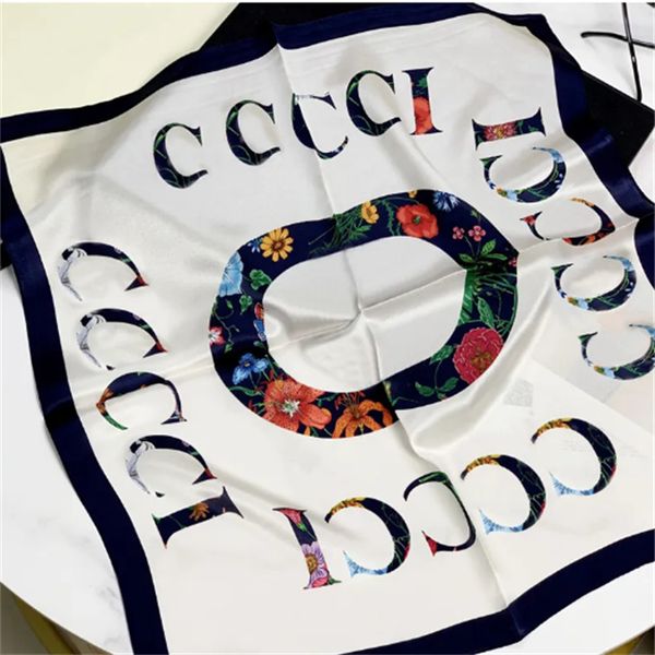 

fashion women summer scarf designer silk scarf luxury flower letter hand embroidered 70 by 70cm shawl small squares turbans, Blue;gray