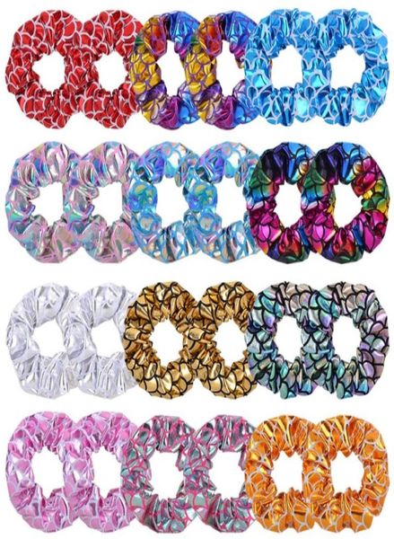 

women shiny gold stamp scrunches hair bands elastic hairbands girls ponytail holder rope scrunchie hairbands a2833807879, Slivery;white