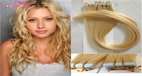 

blonde 613 color tape hair extensions 100g 40pcs brazilian human hair tape in hair extensions fast delivery dhl4662103, Black