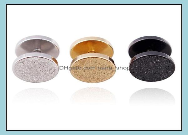 

stud earrings jewelry new gothic barbell titanium steel men s punk 610mm matte double sided round fake ear plugs for women fashio5640521, Golden;silver