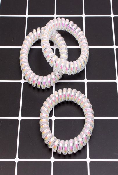 

white transparent red and blue hair coil ties rubber elastic hair bands rope ponytail holders girls womens hair accessoires8390696, Slivery;white