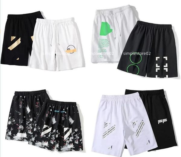

offs white fashion loose men's shorts brand luxury summer designer casual sports pants arrow printed reflective stripe short black gym, White;black