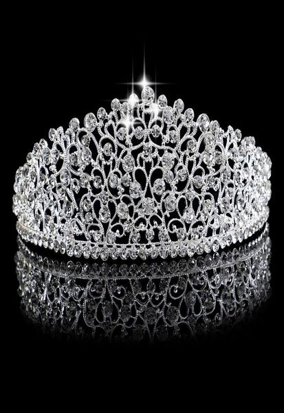 

gorgeous sparkling silver big wedding diamante pageant tiaras hairband crystal bridal crowns for brides hair jewelry headpiece3548944