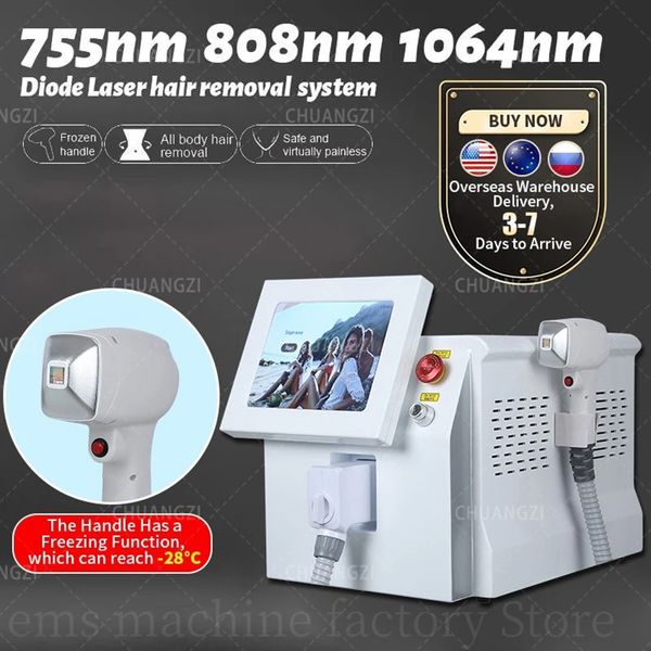 

2023 selling ice platinum diode laser epilator 755 808 1064nm facial painless hair removal machine with factory price 2000w, Black