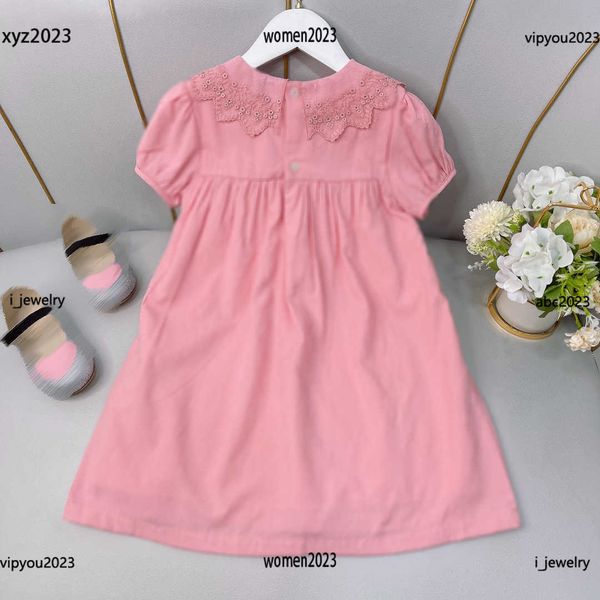 

luxury designer baby dress kids skirt letter grid jacquard design girl dress size 100-160 cm petal shaped lapel girl skirt, Red;yellow