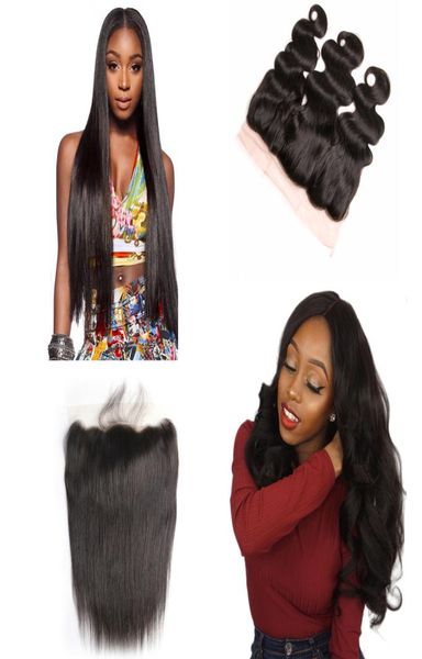 

human hair brazilian malaysian peruvian indian remy human hair 13x4 lace frontal pre plucked baby hair body wave straight dhgate4954190, Black