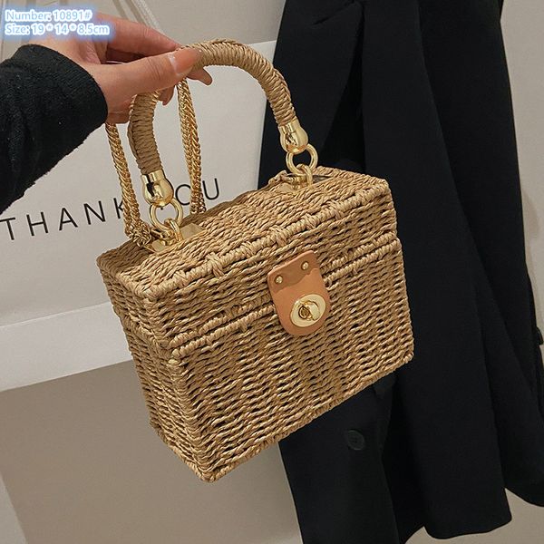 

factory wholesale ladies shoulder bags 3 colors small fresh straw handbag summer beach holiday stereotypes woven mobile phone coin purse har