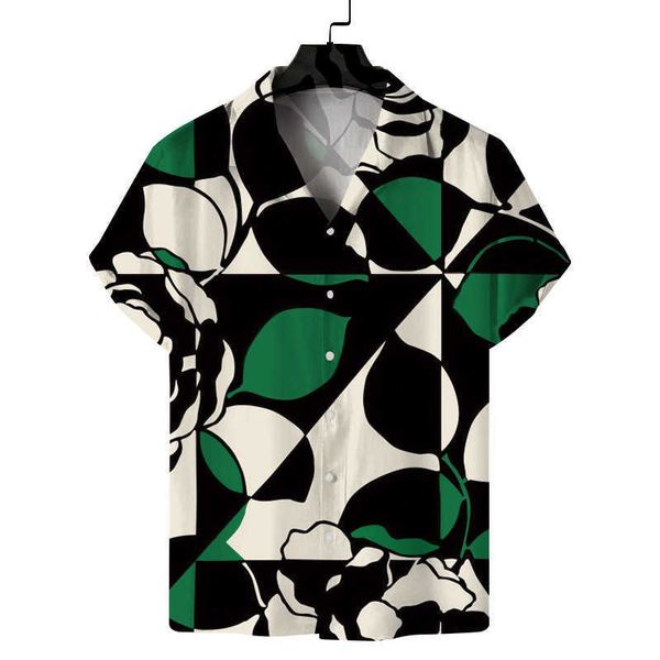 

d summer shirts men's oversized beach men's shirt short sleeve coconut tree print hawaiian men's clothing camiseta mcje, White;black