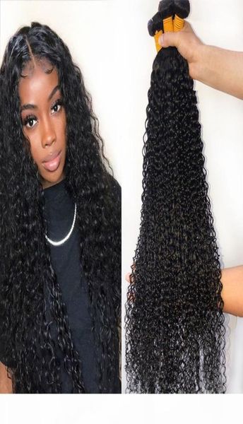 

30 32 34 36 inch kinky curly human hair bundles peruvian hair extensions remy 1 pieces thick curly hair bundles8274671, Black