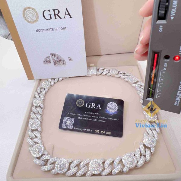 

2023 new design mens necklace sterling silver 925 vvs moissanite iced out hip fine jewelry miami cuban link chain