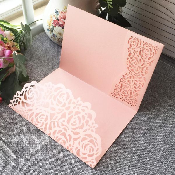

hollow laser cut nice flowers wedding invitation card with pearl paper for wedding invitation cards birthday party thanks card9703313, Black