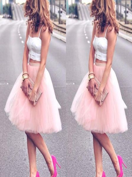 

charming summer knee length young ladies party dresses women tutu tulle skirt two pieces a line prom dresses party wea7839336, Black