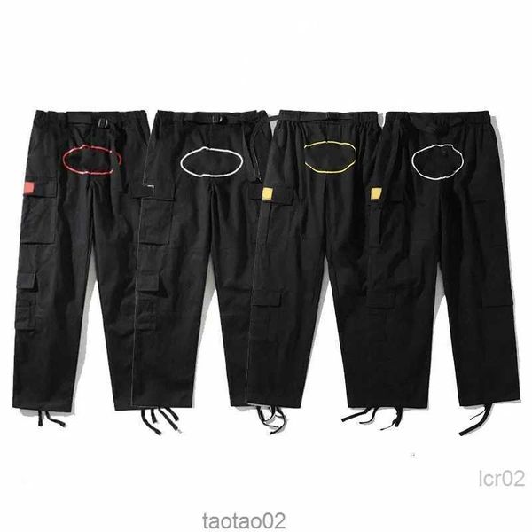 

men pants cargo mens streetwear hip hop corteiz retro printed casual trousers military multi-pockets straight high street loose, Black