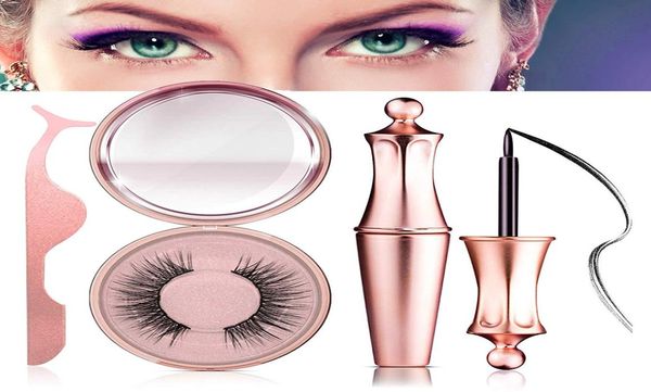 

2019 new magnetic liquid eyeliner magnetic false eyelashes tweezer set waterproof long lasting eyeliner false eyelashes1596701