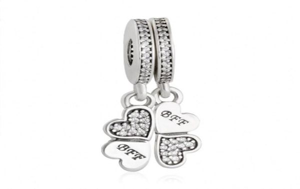 

authentic 925 sterling silver friends forever charms pendant beads crysta pave dangle heart bff charm fits diy bracelets jewe3793173, Black