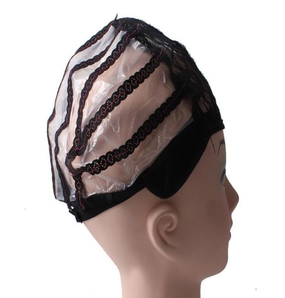 

wig caps for making wigs adjustable straps back swiss lace full front lace wig cap wig weave net hair extension 3 colors7632057, Black;brown