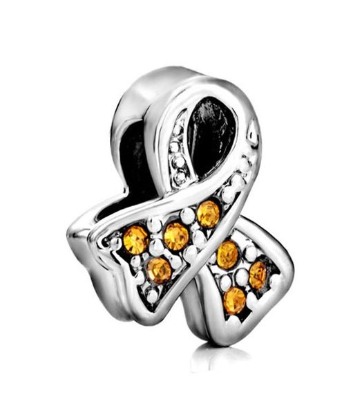 

z and blue birthstone ribbon breast cancer awareness in rhodium plating bead european charm fit for bracelet6097670, Black