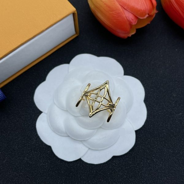 

luxury designer extravagant brand letter band rings 18k gold plated stainless steel open ring fashion women men turquoise crystal metal jewe, Silver