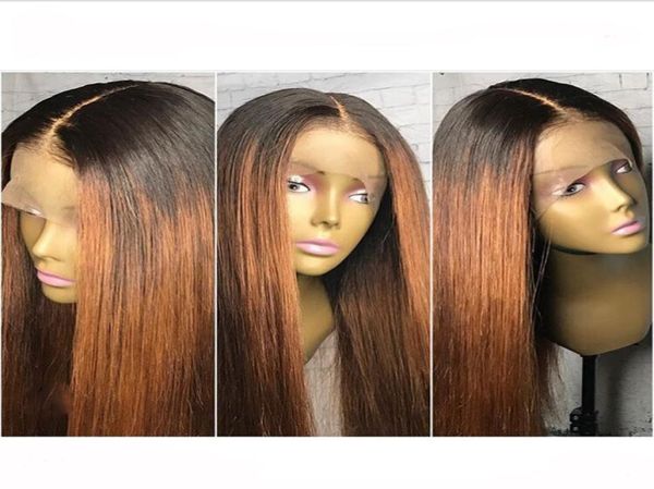 

new ombre wig 20inch 180 density glueless blonde straight lace front wigs with baby hair heat resistant synthetic wigs for b9759525, Black
