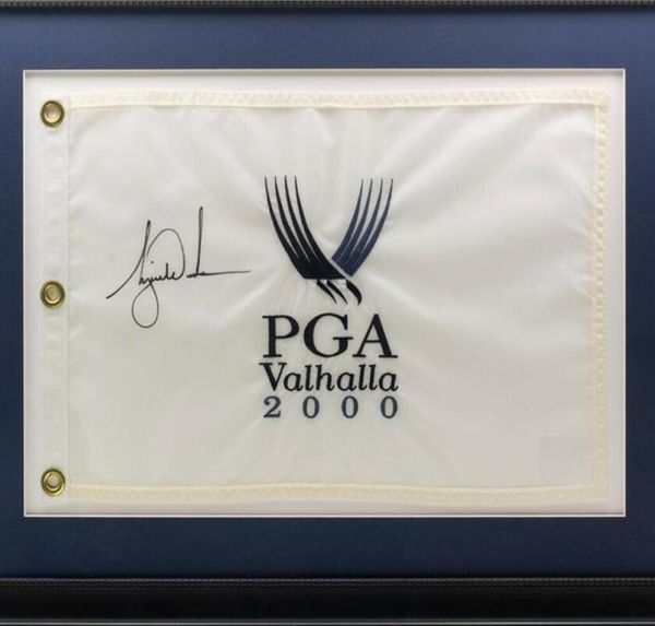 

tiger woods signed framed 2000 pga valhalla golf flag01236025378