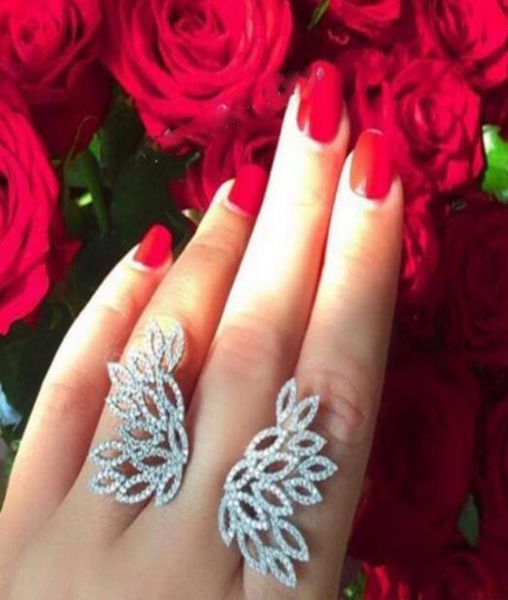 

shopping baroque vintage style fashion brand jewelry micro pave luxury butterfly open ring crystals wings exaggerated big rin3210911, Golden;silver