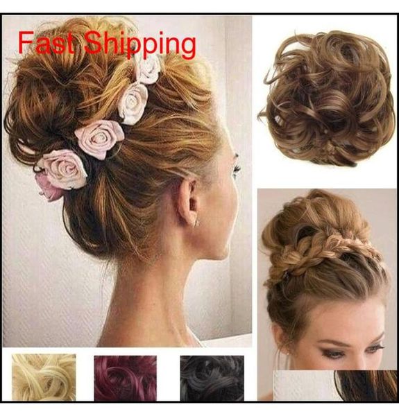 

pony tail hair extension bun hairpiece scrunchie elastic wave curly synthetic hairpieces wrap for hair bun chignon qylufn comecase2414292, Black;brown