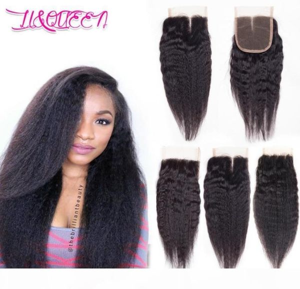 

mongolian virgin human hair kinky straight 4x4 lace closure kinky straight hair weaves natural color full density from liqueen ha3557869, Black;brown