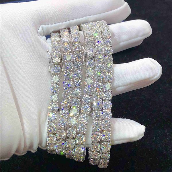 

hip hop moissanite jewelry 5mm bracelet pass diamond tester vvs moissanite tennis chain in stock, Silver