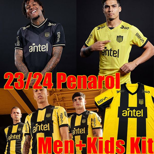 

2023 club atletico penarol 131th soccer jerseys special version home commemorative edition 22/23/24 uruguay penarol c.rodriguez men kids kit, Black;yellow
