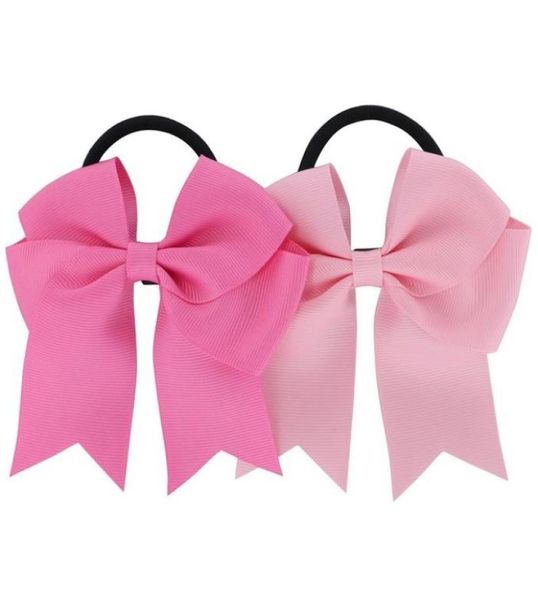 

20pcslot 45 inch cheerleading bows elastic band pony tail holder ribbon pinwheel bow hair bands gift baby headband 196 colors6281205, Slivery;white