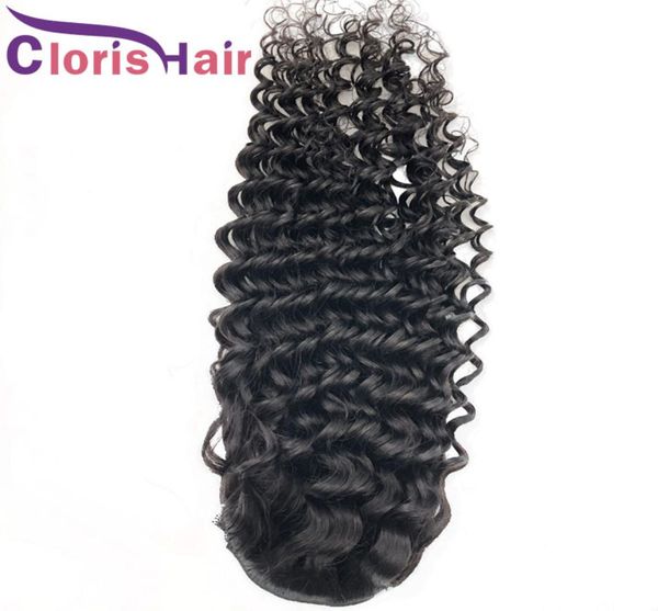 

drawstring ponytail extensions deep wave human hair malaysian remy ponytail with clip ins for black women adjustable deep curly ha2398742