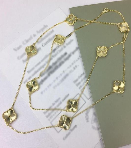 

new exquisite clover carved 18k gold sweater necklace for womans fashion brand designr jewelry for womans1776210, Silver