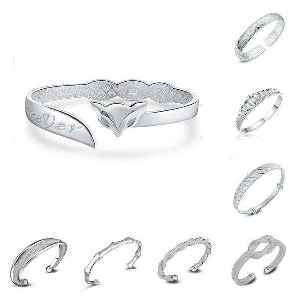 

925 sterling silver bangles for women men open hand jewelry bohemian fashion bracelet chinese style adjustable cuff bracelets bang8267288, Black