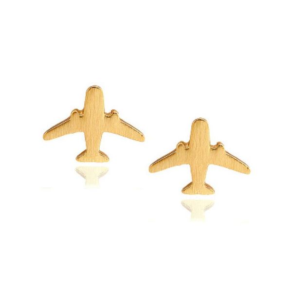 

10 pairs fashion jewelry cute airplane earrings for women stud earings christmas gift8842392, Golden;silver